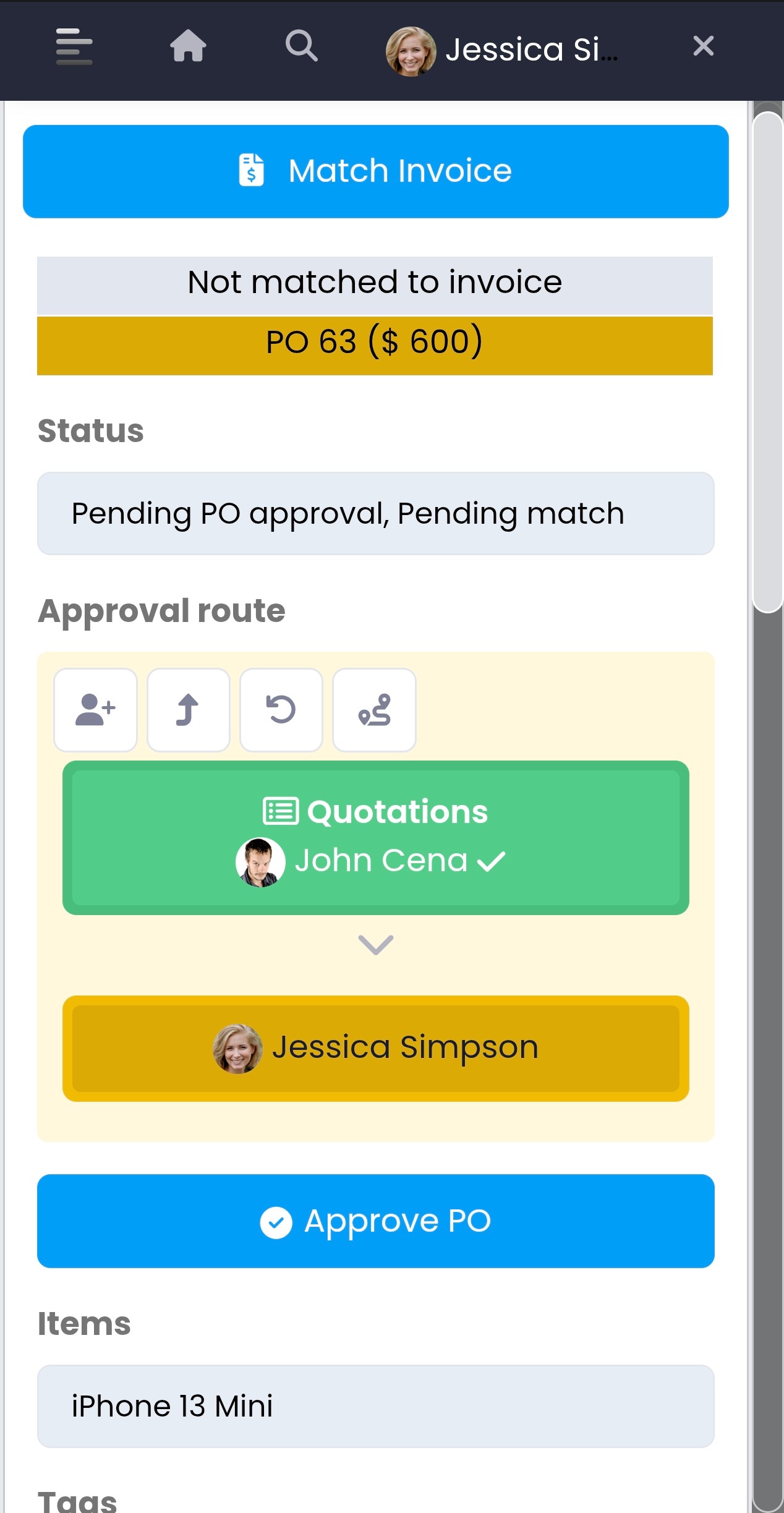 Procee mobile app — invoice approval